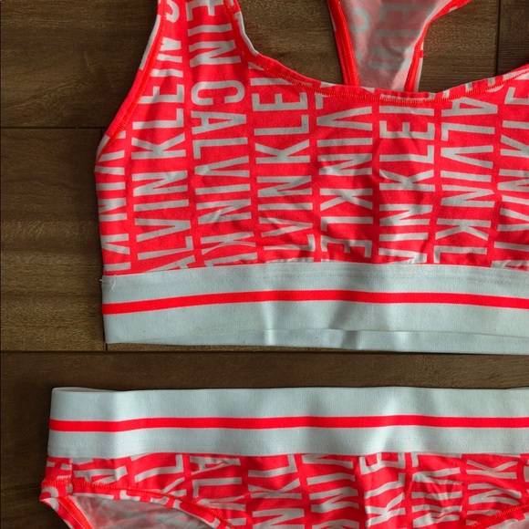 NWOT Calvin Klein Orange Bralette & Panty Set - Picture 2 of 5